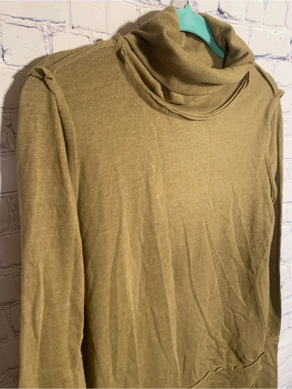 We the Free Womens Timmy Turtleneck Tan Size XL Grunge Military Oversized Casual